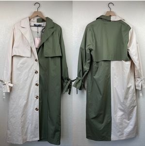 MISSGUIDED Colorblock Trench Coat  | Sz 4